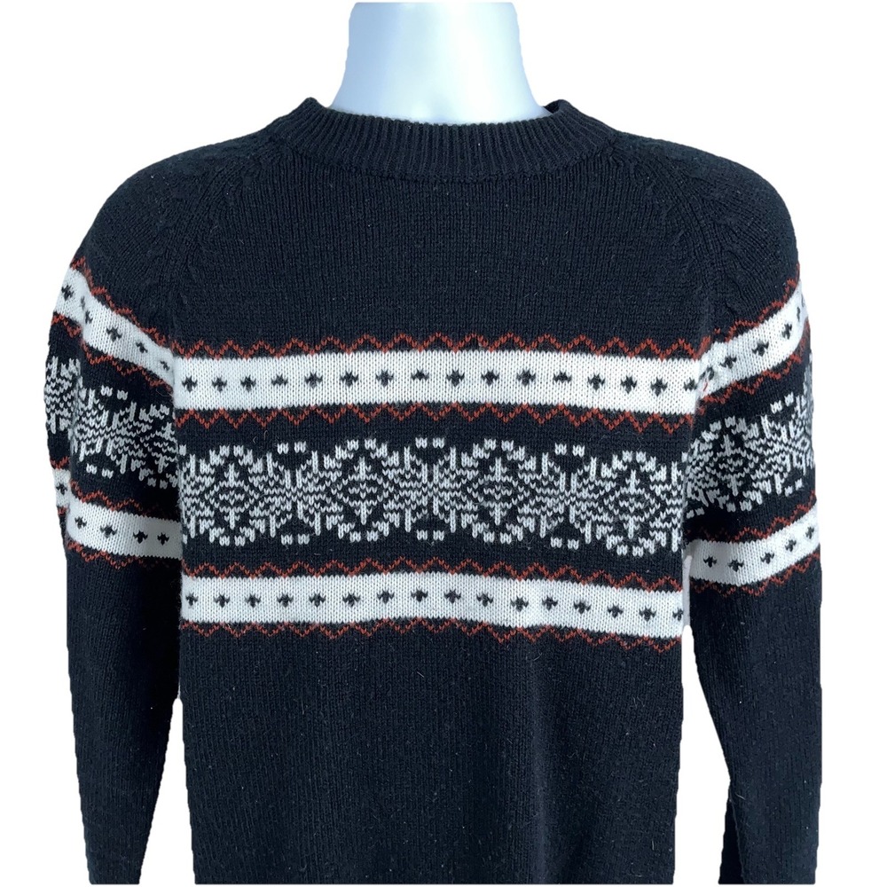 Kingsport Vintage 70s Grandpa Sweater Mens Large Black Red Ski Lodge Vibe